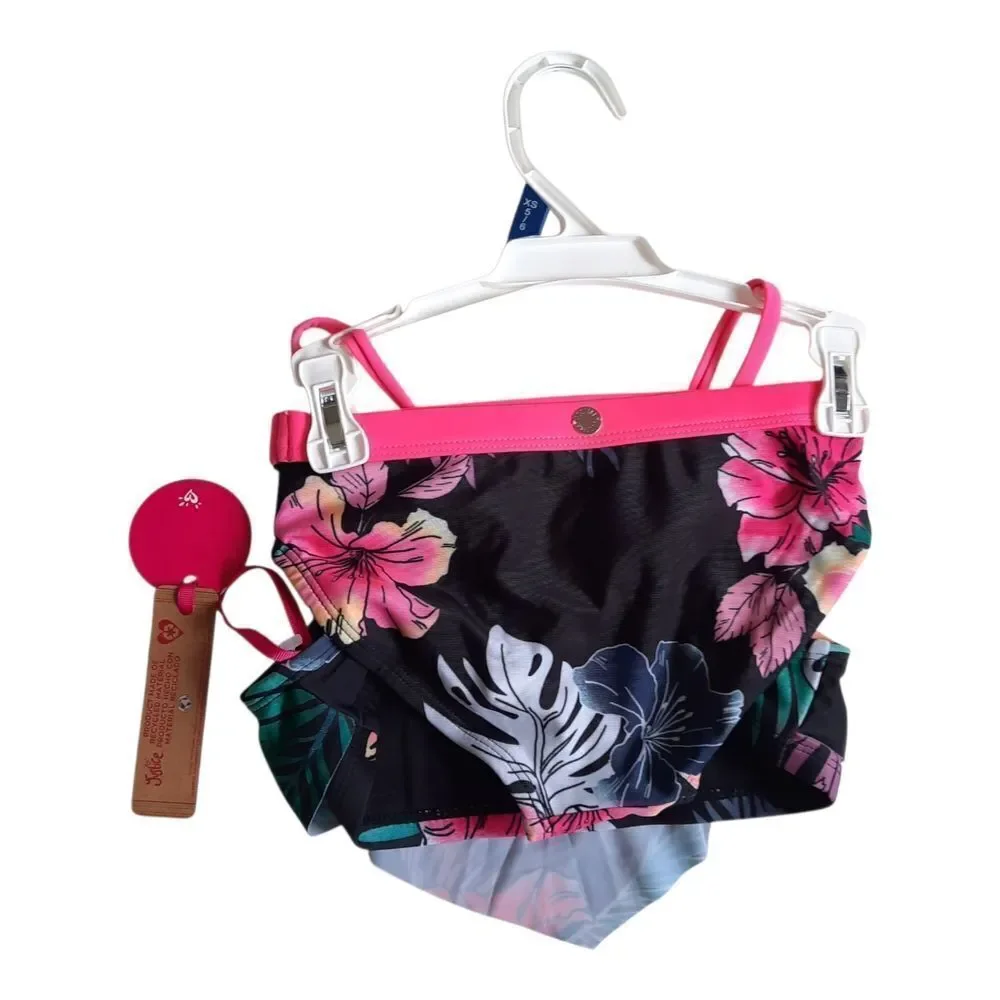 Justice Pink and Black Floral Swimsuit